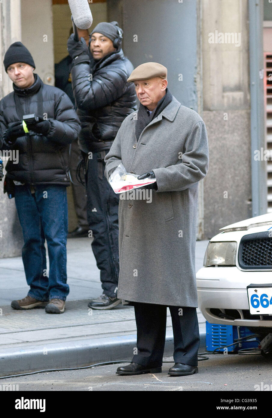 Dann Florek on the filmset of "Law and Order SVU" filming on location