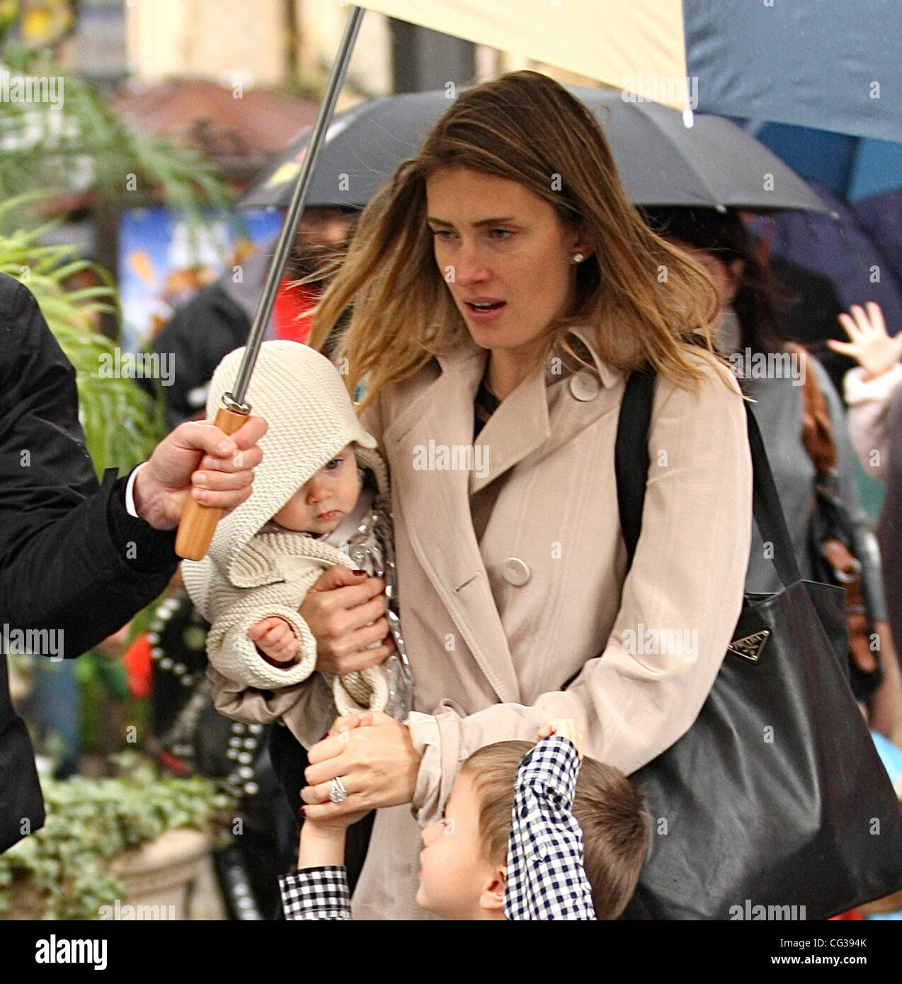 Mark Wahlberg's wife Rhea Durham and her family visit the Santa house on a rainy day during a visit to the Grove Hollywood, California - 22.12.10 Stock Photo
