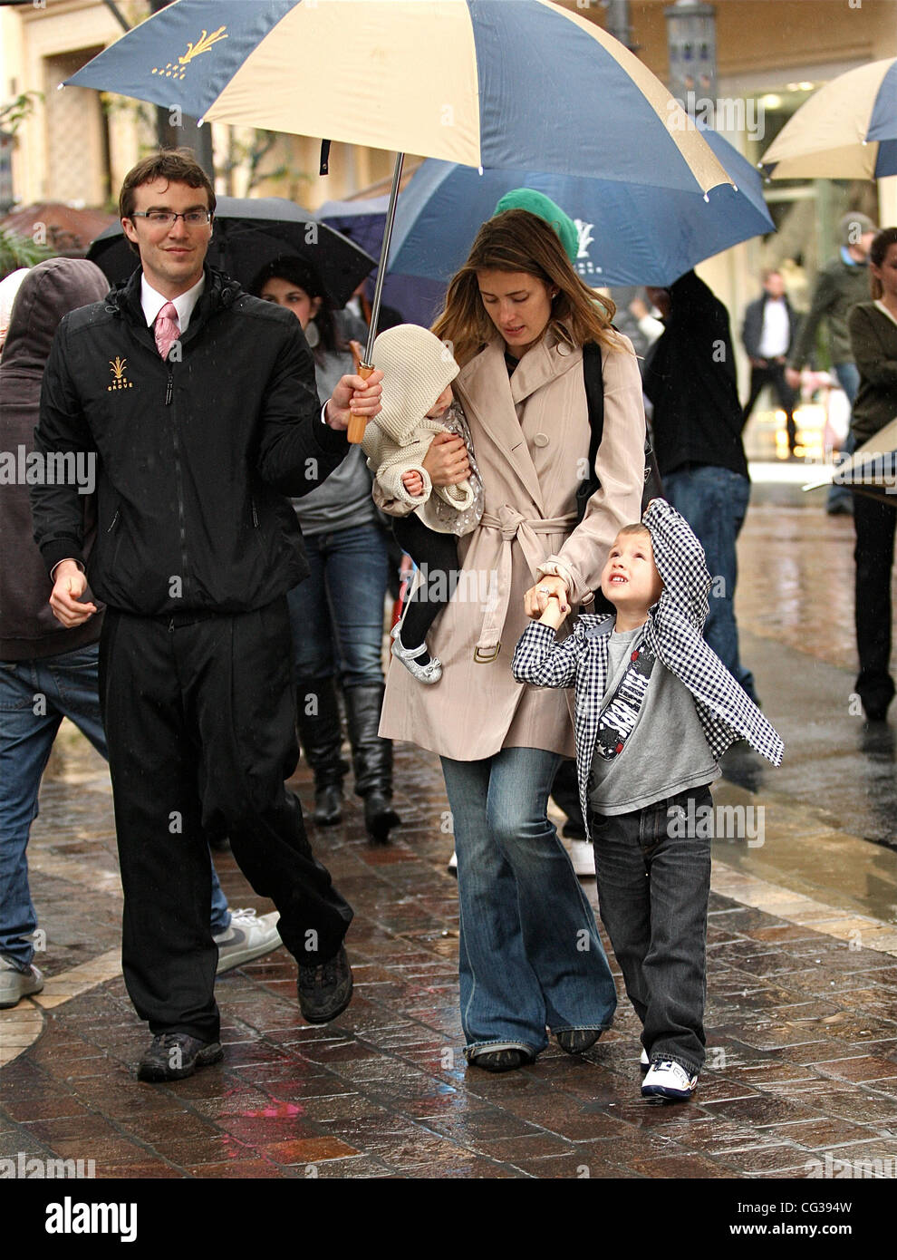 Mark Wahlberg's wife Rhea Durham and her family visit the Santa house on a rainy day during a visit to the Grove Hollywood, California - 22.12.10 Stock Photo