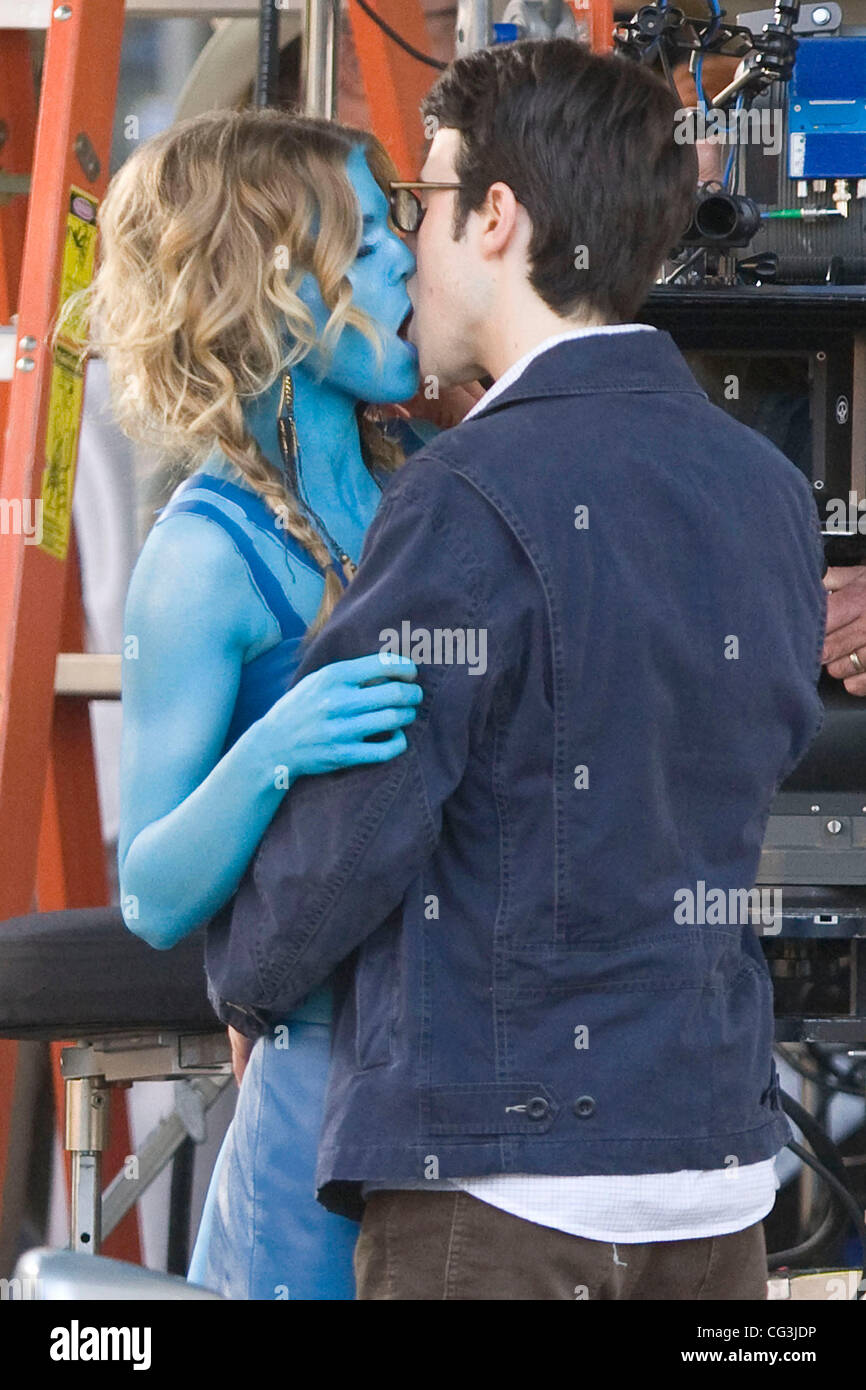 AnnaLynne McCord in an 'Avatar' like costume while shooting a kissing scene  for '90210' in Westwood. Los Angeles, California - 10.01.10 Stock Photo -  Alamy