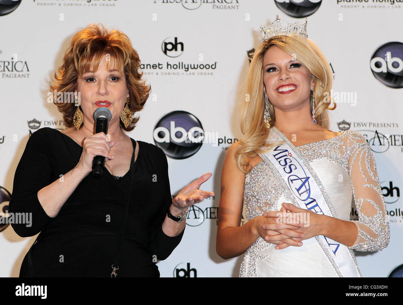 Joy Behar and 2011 Miss America Teresa Scanlan of Nebraska Miss America 2011 Press Conference at Planet Hollywood Resort and Casino  Las Vegas, Nevada - 15.01.11 Stock Photo