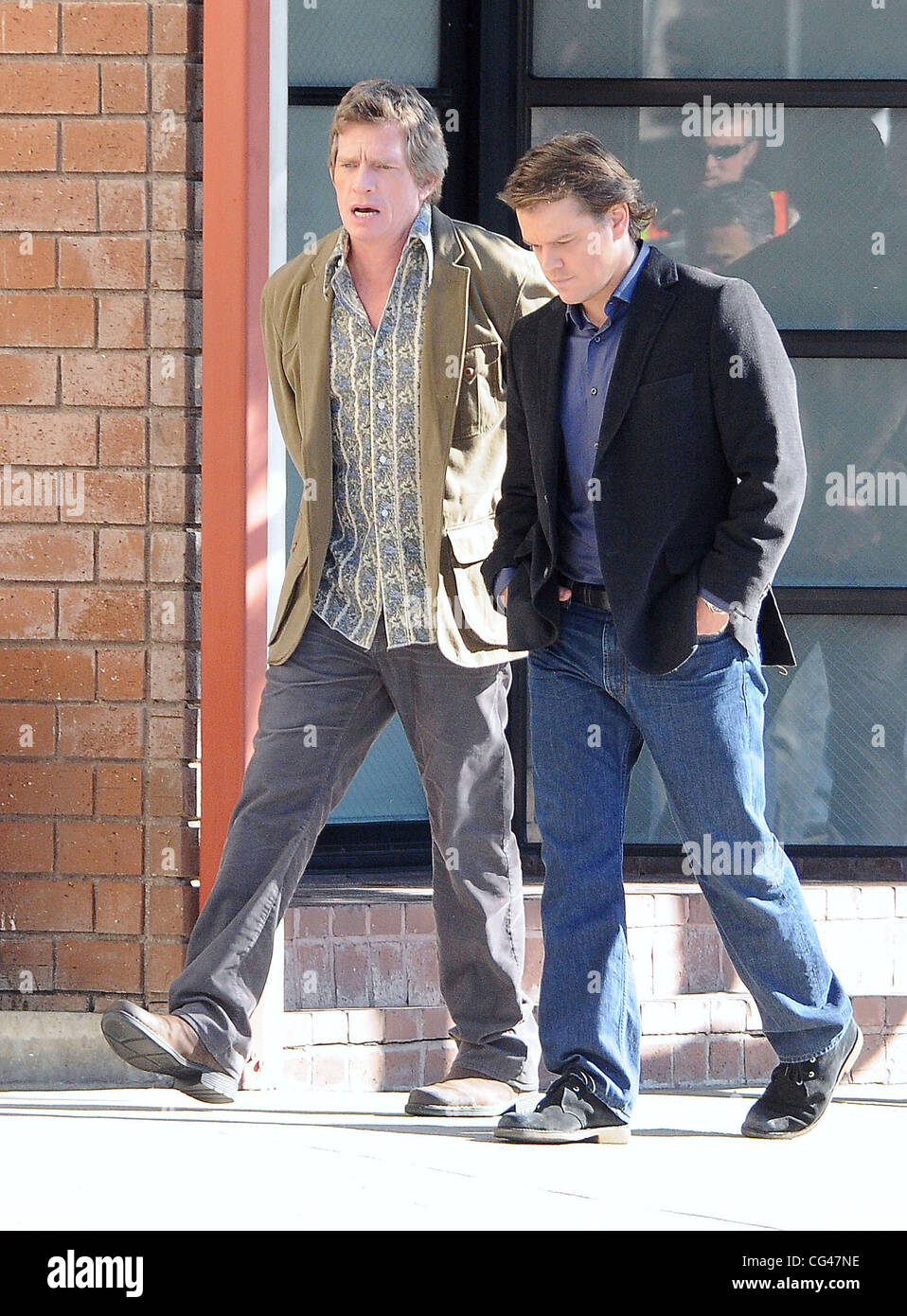 Matt Damon and Thomas Haden Church on the set of &lsquo;We Bought a Zoo&rsquo; in