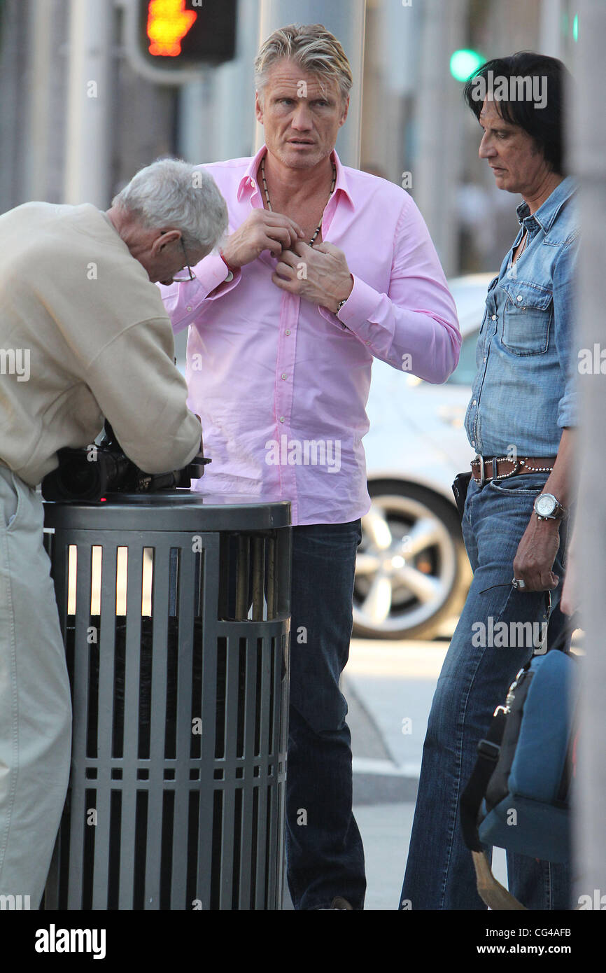 Dolph Lundgren during filming of an interview on Rodeo Drive. Los Angeles, California - 27.01.11 Stock Photo