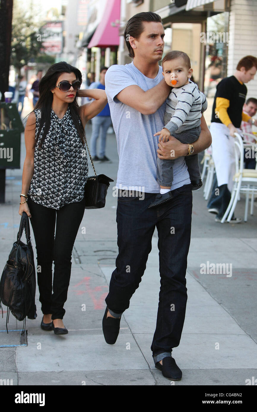 Scott Disick, Mason Dash Disick and Kourtney Kardashian Kourtney Kardashian  leaving La Scala restaurant after having lunch with Stock Photo - Alamy