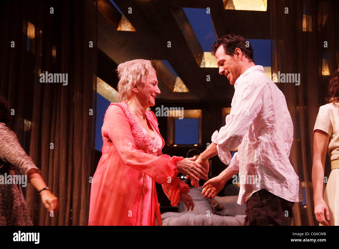 Olympia Dukakis and Darren Pettie  Opening night of the Roundabout Theatre Company production of 'The Milk Train Doesn't Stop Here Anymore' at the Laura Pels Theatre - Curtain Call. New York City, USA - 30.01.11 Stock Photo