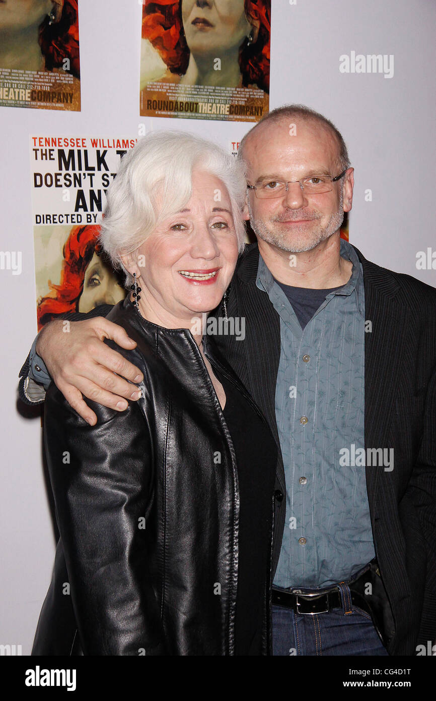 Olympia Dukakis and Michael Wilson  Opening night of the Roundabout Theatre Company production of 'The Milk Train Doesn't Stop Here Anymore' at the Laura Pels Theatre - Press Room. New York City, USA - 30.01.11 Stock Photo
