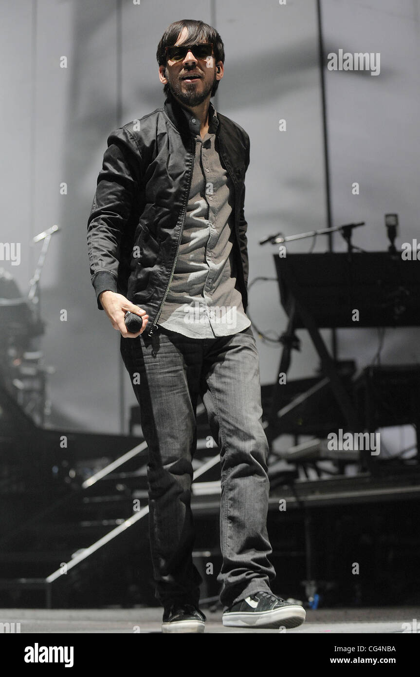 Mike Shinoda of Linkin Park performs during 'A Thousand Suns ' world tour at the Bank Atlantic Center. Sunrise, Florida - 20.01.11, Stock Photo