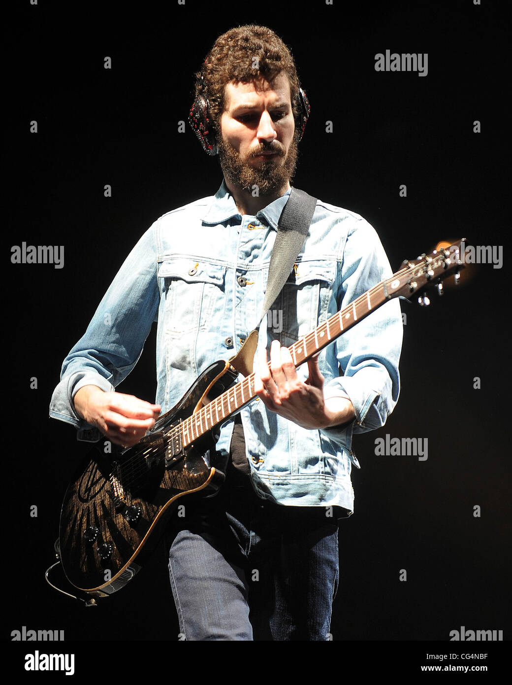 Brad Delson of Linkin Park performs during 'A Thousand Suns ' world tour at the Bank Atlantic Center. Sunrise, Florida - 20.01.11, Stock Photo