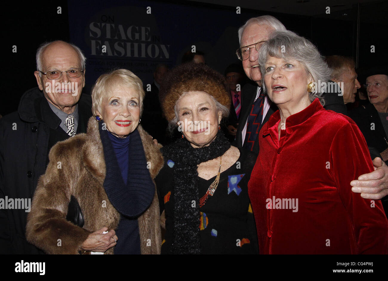 Dickie Moore, Jane Powell, Marge Champion Lewis B. Cullman and Louise Hirschfeld Cullman Al Hirschfeld Permanent Installation Reception and Unveiling held at The New York Public Library for Performing Arts. New York City, USA - 25.01.11 Stock Photo