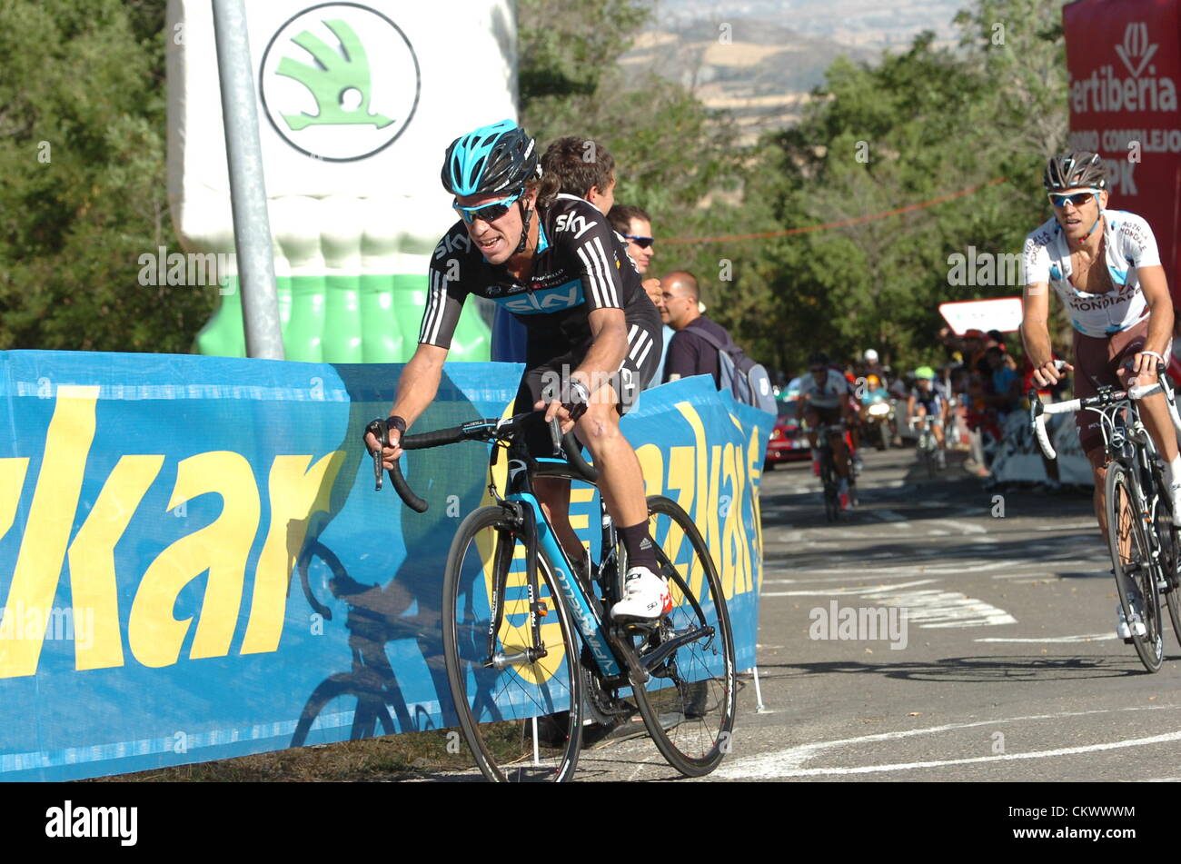 23.08.2012 Jaca, Spain, Vuelta a Espana, stage 6.  Tarazona - Jaca, Team Sky 2012, Uran Rigoberto, Jaca Stock Photo