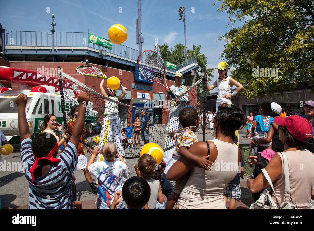 Flushing Meadows, New York, USA. Activities at the 2012 US Open Tennis Arthur Ashe Kid's Day. Stock Photo