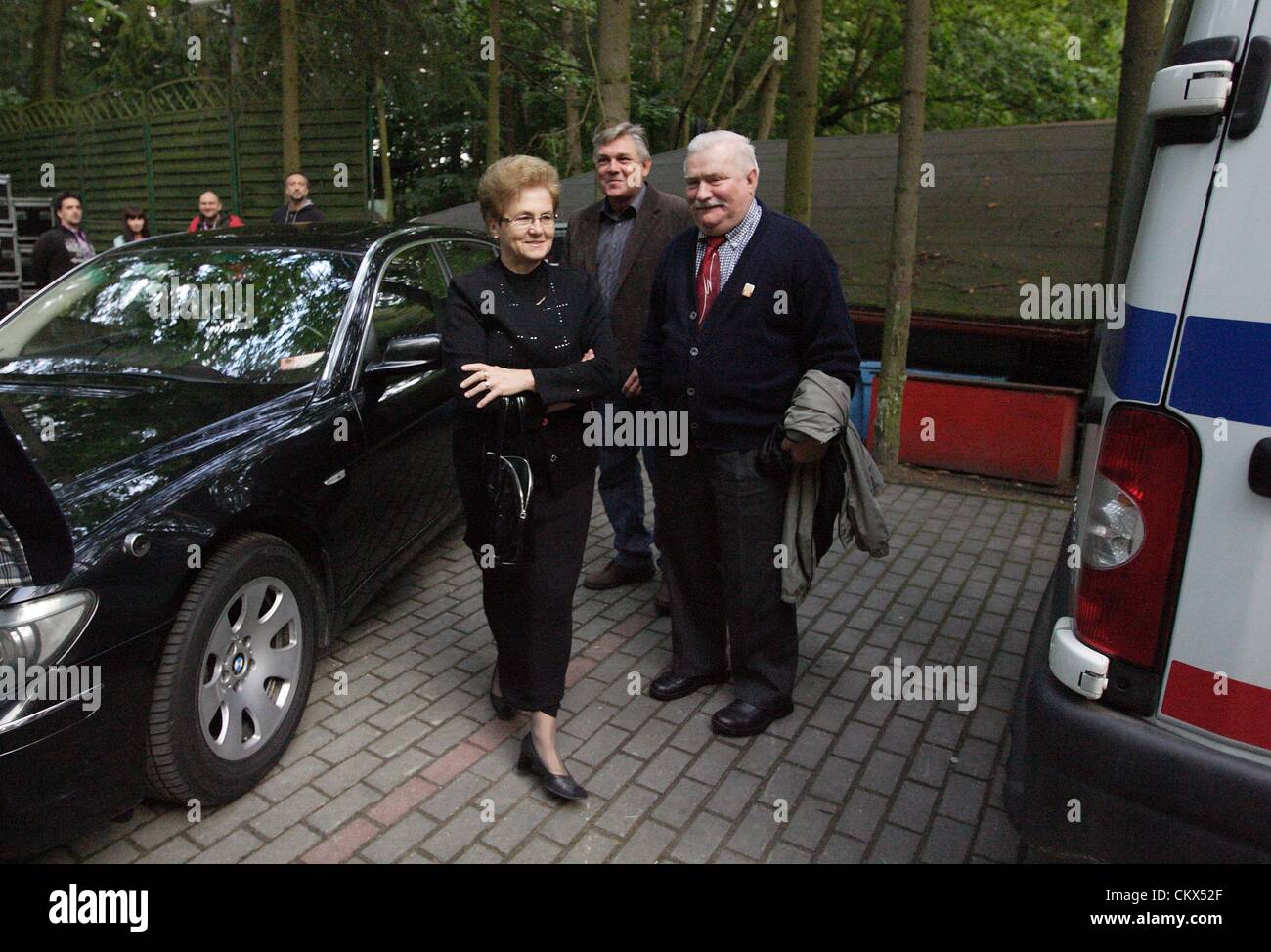 Sopot, Poland 25th, August 2012 Sopot Top of The Top Festival in Forest Opera. Former President of Poland Lech Walesa and his wife Danuta Walesa goes for  the 50 years of The Beatles - All You Need Is Love concert in Sopot, Poland Stock Photo