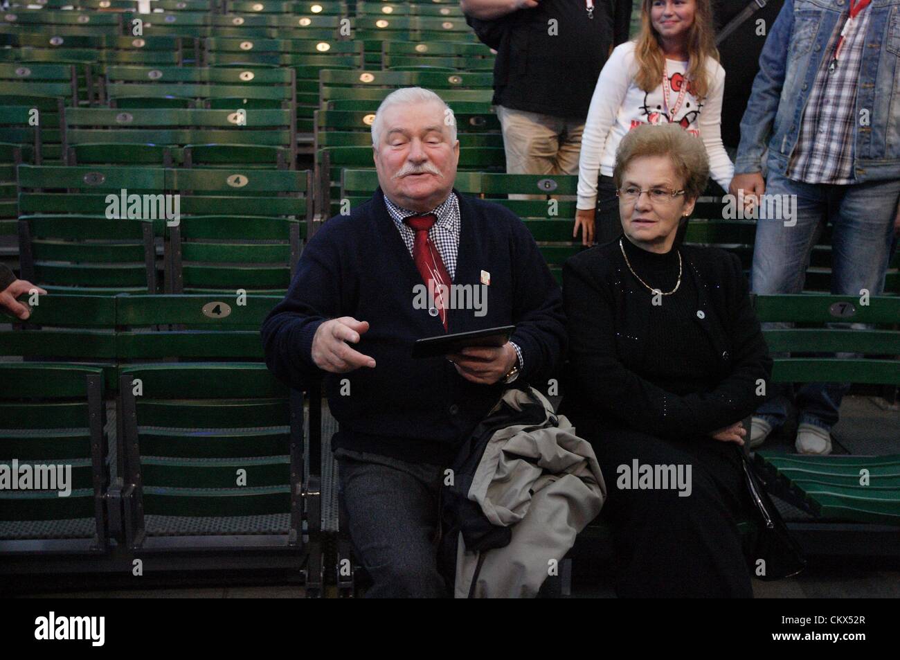 Sopot, Poland 25th, August 2012 Sopot Top of The Top Festival in Forest Opera. Former President of Poland Lech Walesa and his wife Danuta Walesa goes for  the 50 years of The Beatles - All You Need Is Love concert in Sopot, Poland Stock Photo