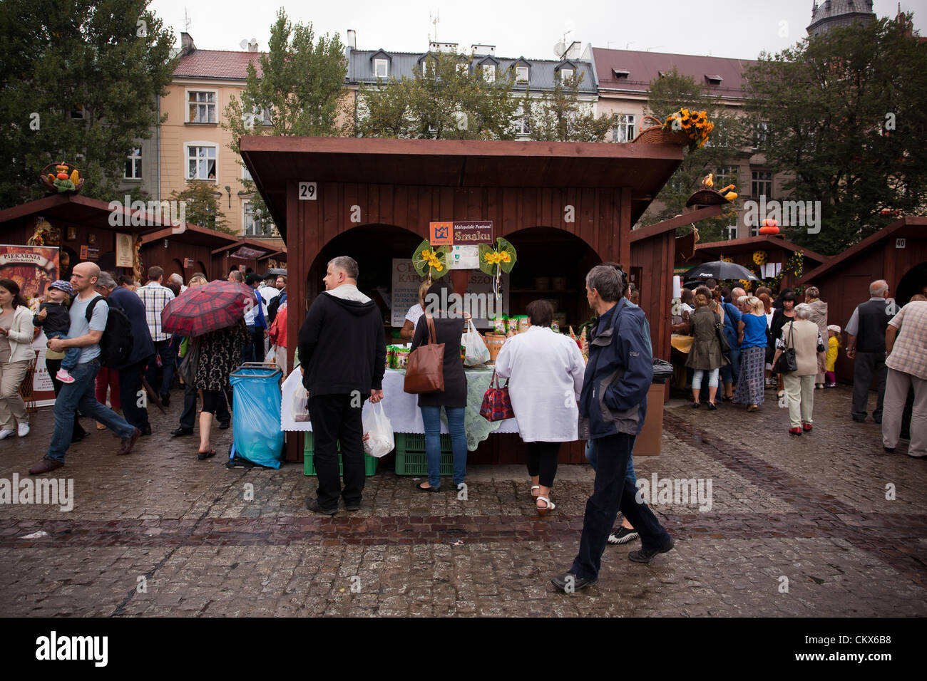 August 26, 2012 Cracow, Poland - Market stall during annual traditional Polish food festival. Stock Photo