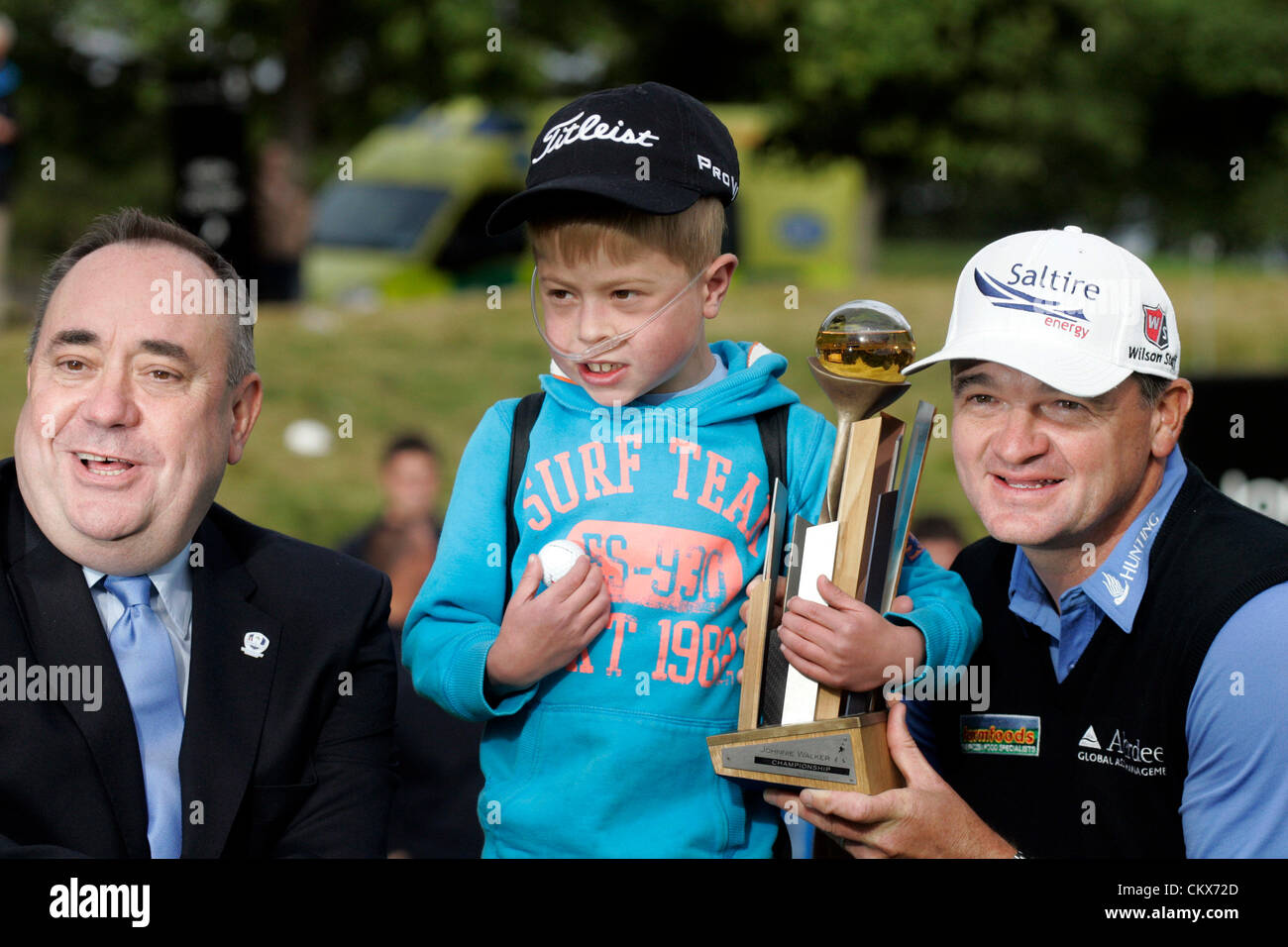26th Aug 2012. Gleneagles, Scotland. Paul LAWRIE with young fan Archie