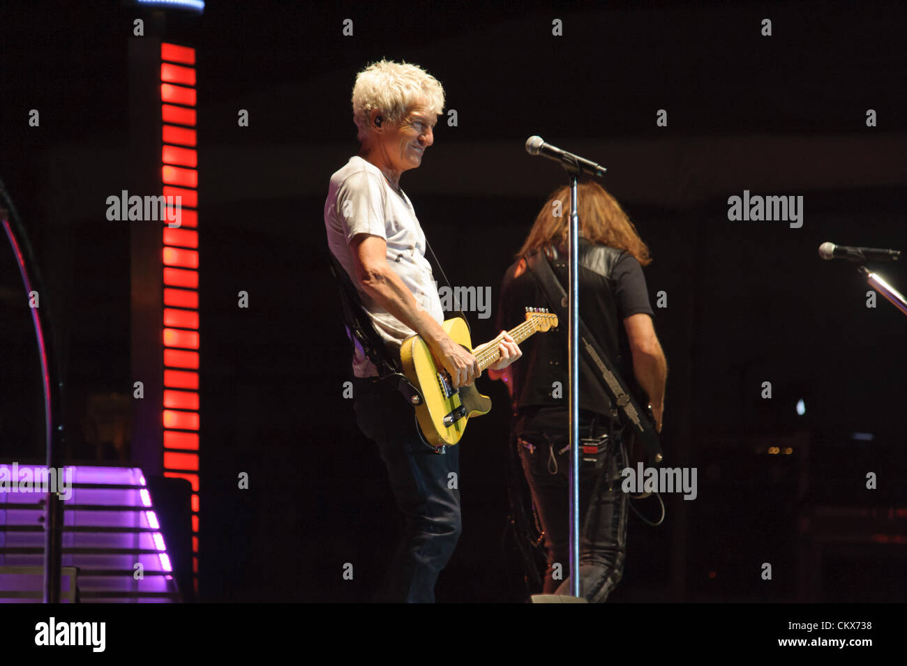 LINCOLN, CA – August 25: REO Speedwagon performs at Thunder Valley Casino Resort in Lincoln, California on August 25th, 2012 Stock Photo