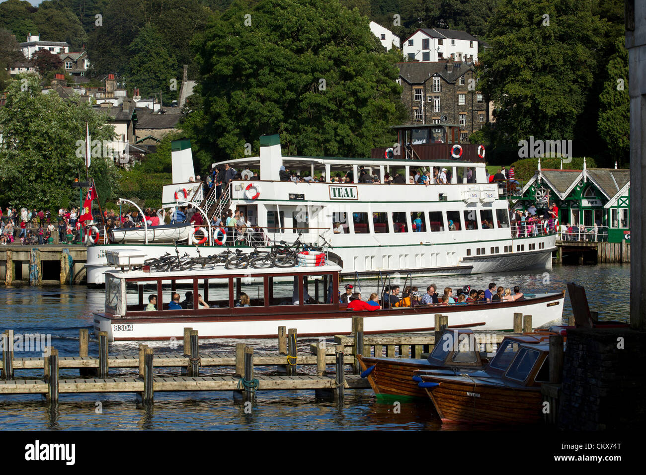 Murrell 2 passenger ferry arriving from Far Sawery at Bowness Bay with ...