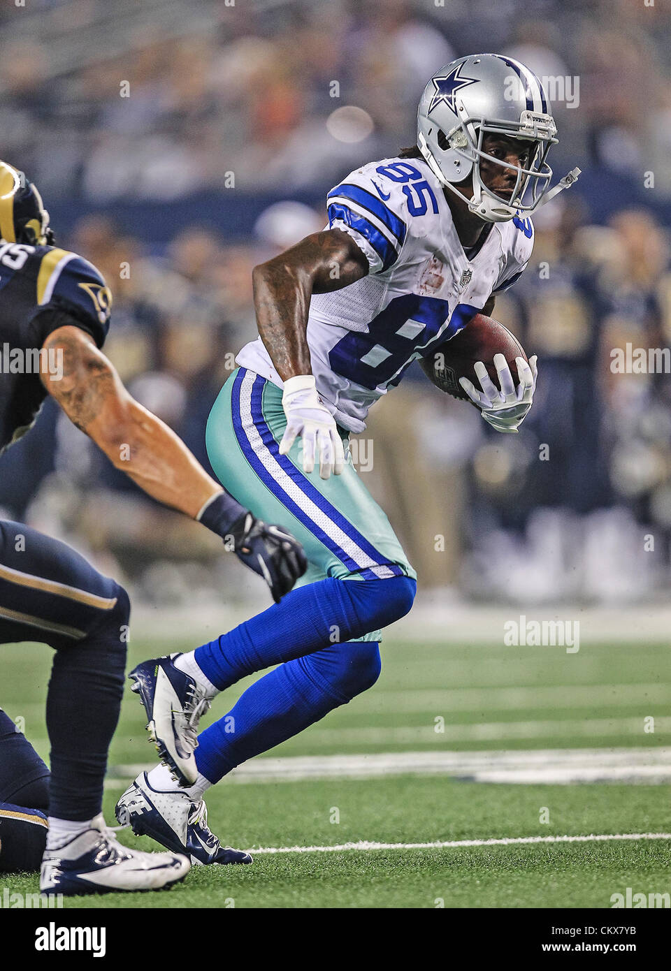 Dallas Cowboys wide receiver Kevin Ogletree (85) celebrates after making a  key tackle on the kick off in first half action in the NFL - NFC Playoffs  football game between the Philadelphia