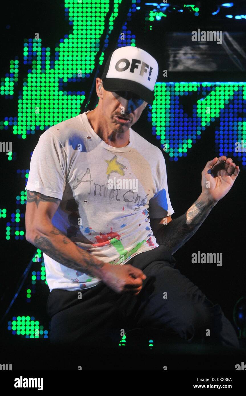 Singer of Red Hot Chilli Peppers Anthony Kiedis performs live during concert in Prague, Czech