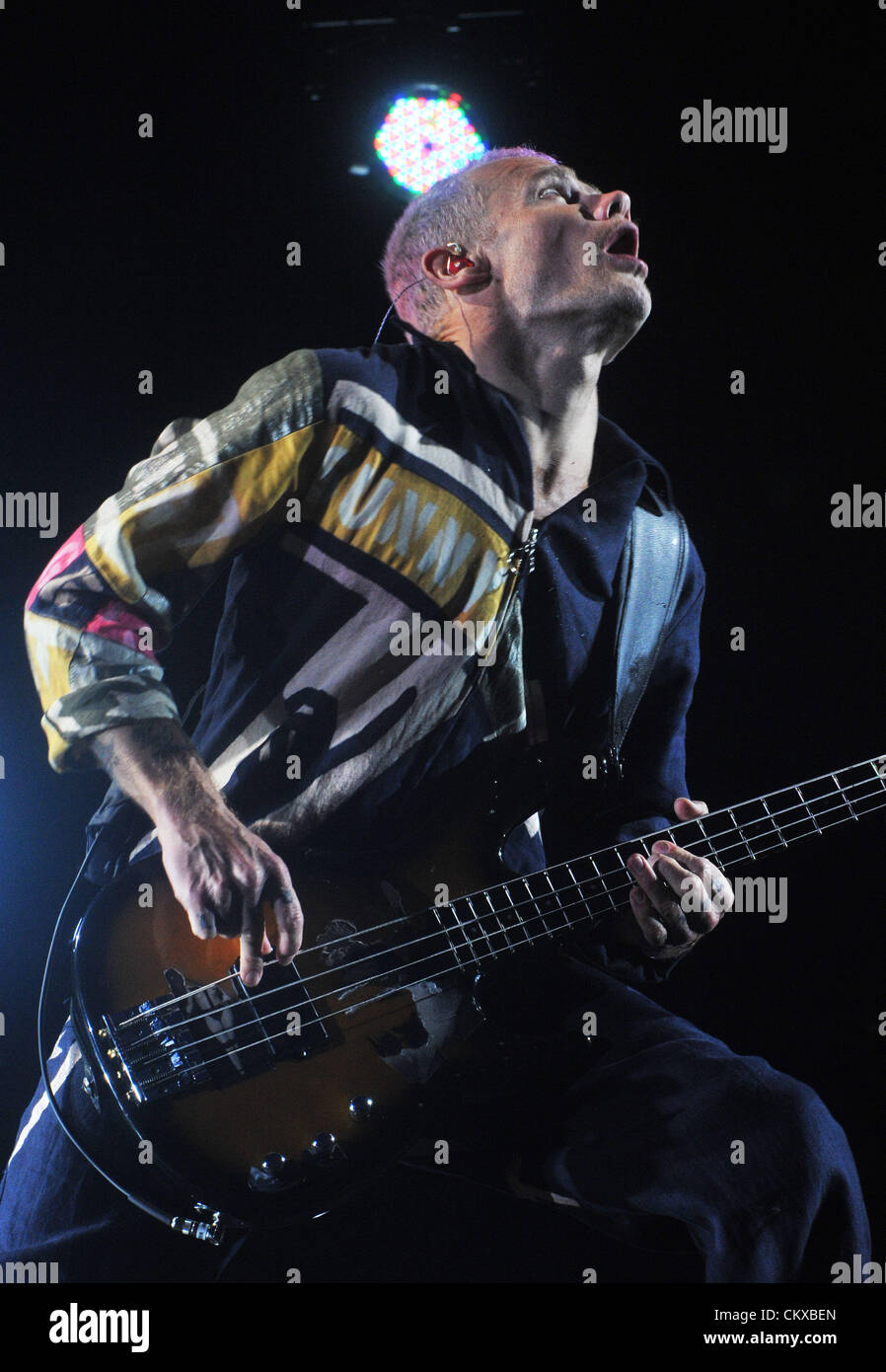 Bass guitarist Michael Balzary of Red Hot Chilli Peppers performs live