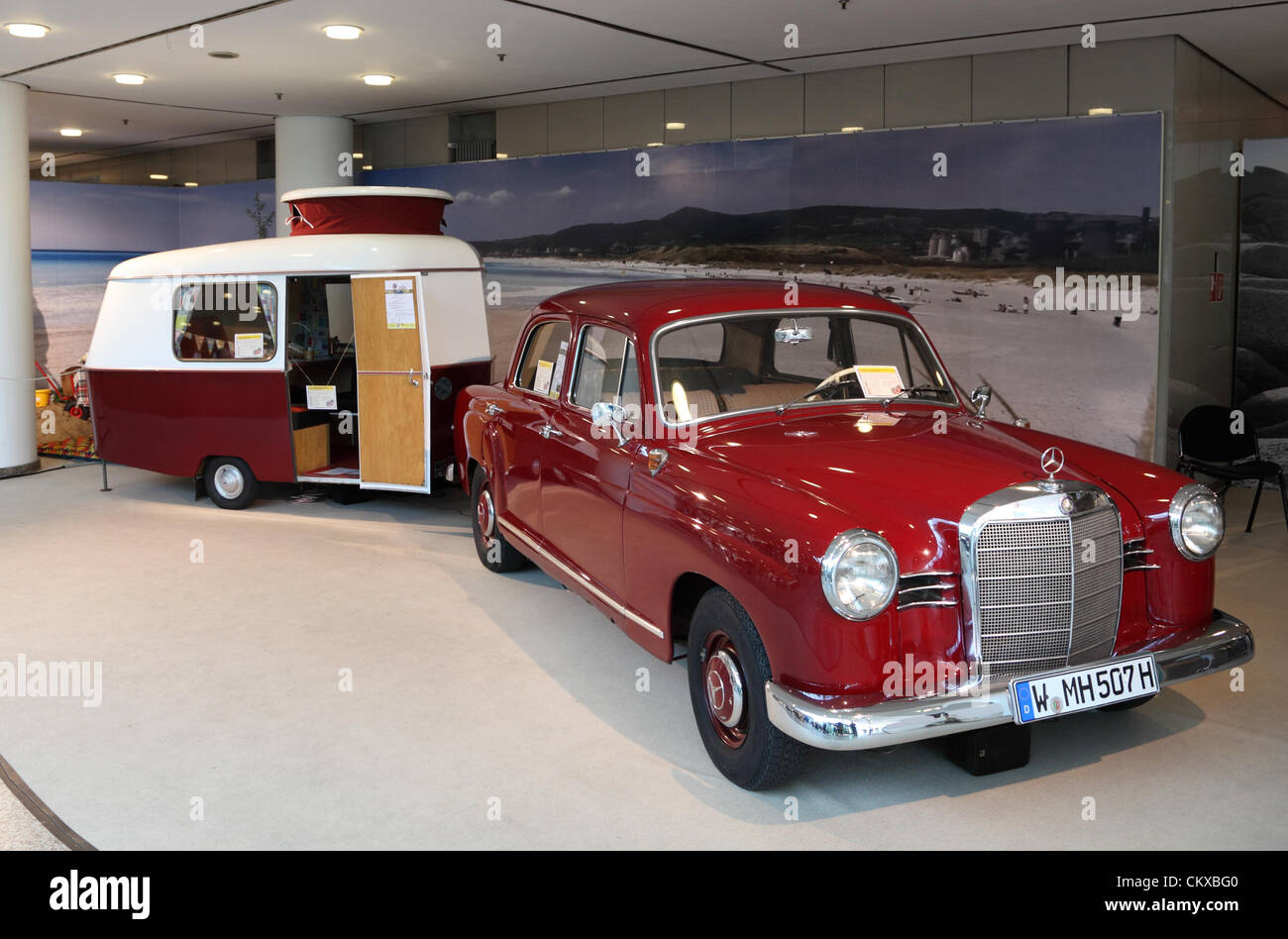 DUESSELDORF - AUGUST 27: Mercedes Benz W120 car from 1962 with Eriba Puck  caravan at the Caravan Salon Exhibition 2012 on August 27, 2012 in  Düsseldorf, Germany Stock Photo - Alamy