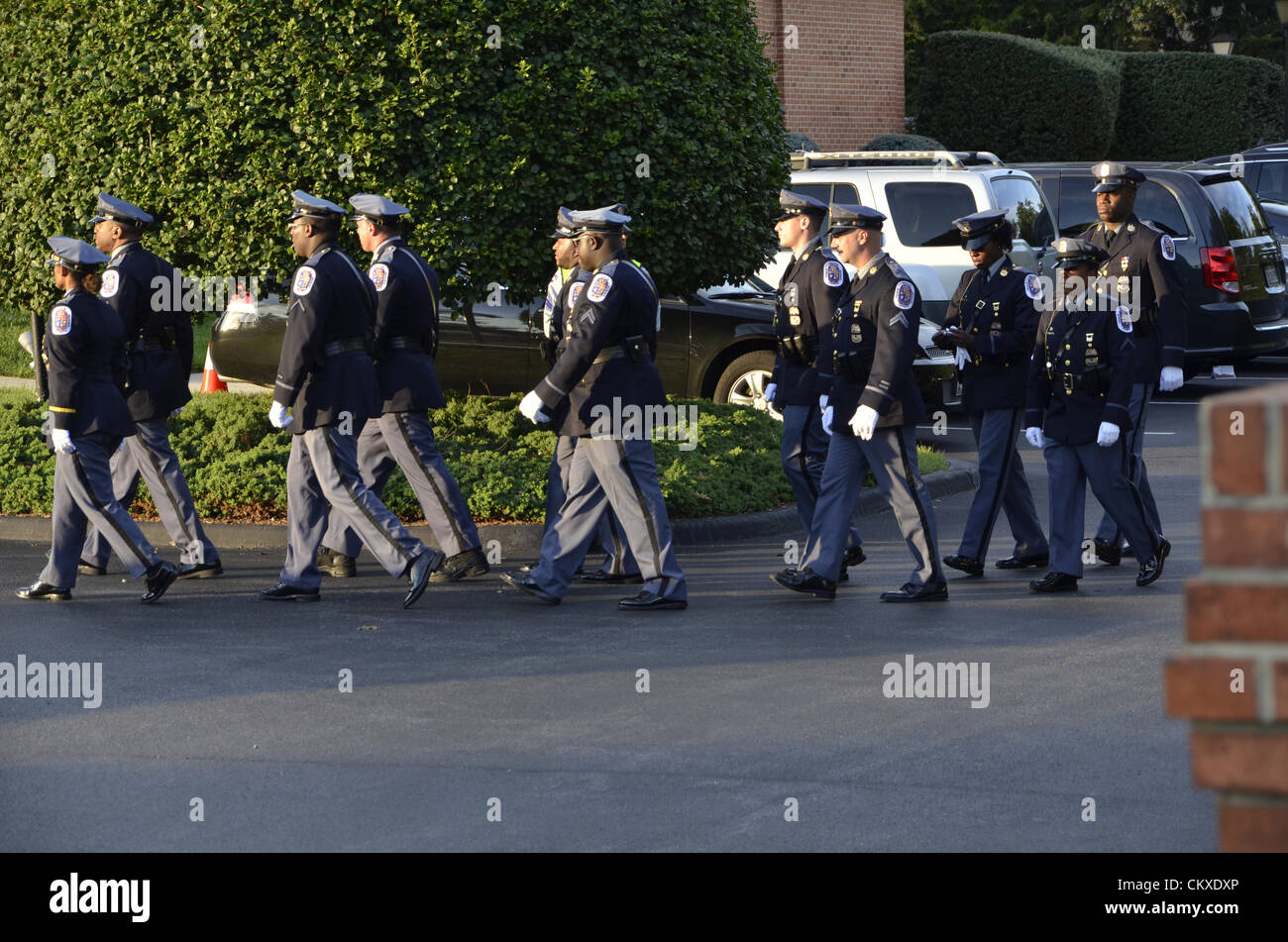 Hundreds of police officers from the Washington DC area attend a viewing  held forPrine George's County  Police Officer Adrian A. Morris  at Borgwardt's Funeral Home, located at 4400 Powder Mill Road in Beltsville.He was killed when he lost control of his cruiser chasing a thief    Photo By Tom Carter Alamy Live News Stock Photo
