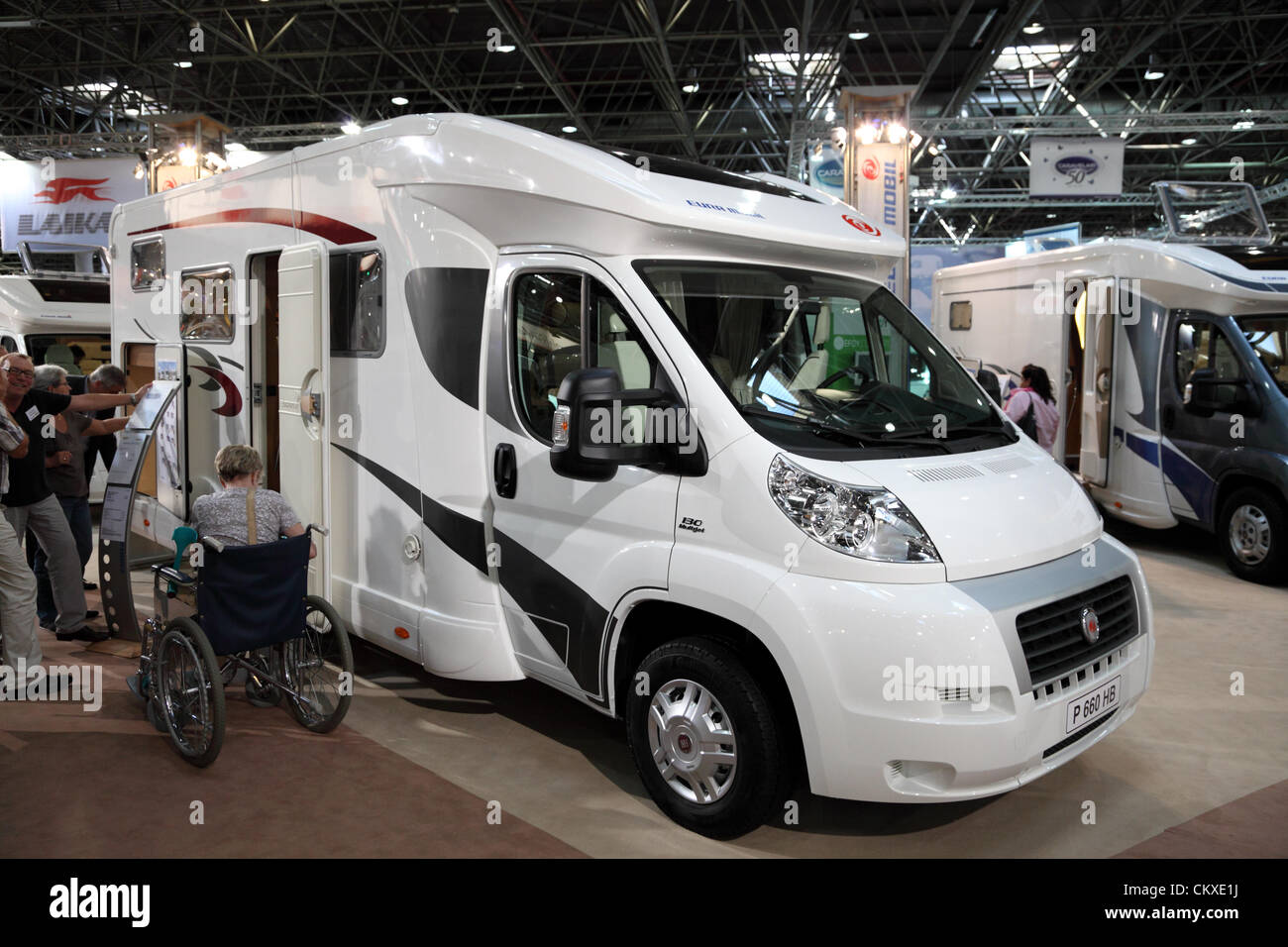 August 27, 2012 in Dusseldorf, Germany. Modern camper vans at the
