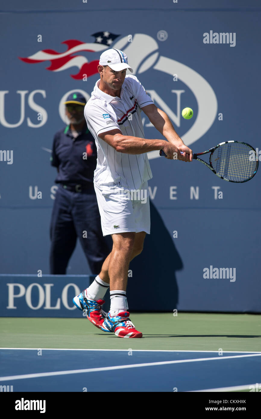 Andy Roddick (USA) during his first round match at the 2012 US Open ...