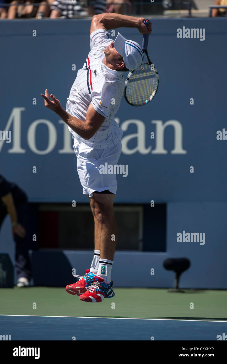 Andy Roddick (USA) during his first round match at the 2012 US Open ...