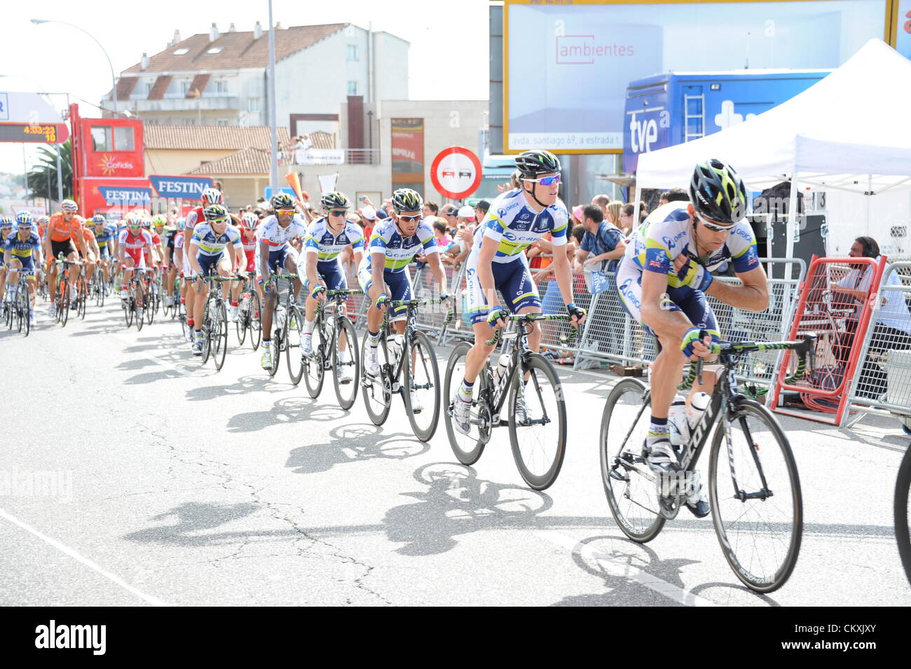 28.08.2012. Ponteareas - Sanxenxo, Spain.  Vuelta a Espana, stage   10 Ponteareas - Sanxenxo, Orica - Greenedge 2012, Sanxenxo Stock Photo