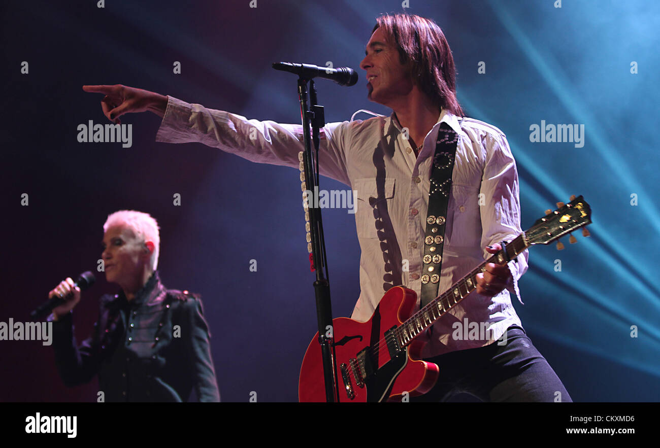 Ottawa, Ontario, Canada. 29th Aug 2012. Marie Fredriksson (L) and Per Gessle (R), of Roxette performs at Scotiabank Place on Wednesday, August 29, 2012. (Credit Image: © Kamal Sellehuddin/ZUMAPRESS.com) Stock Photo