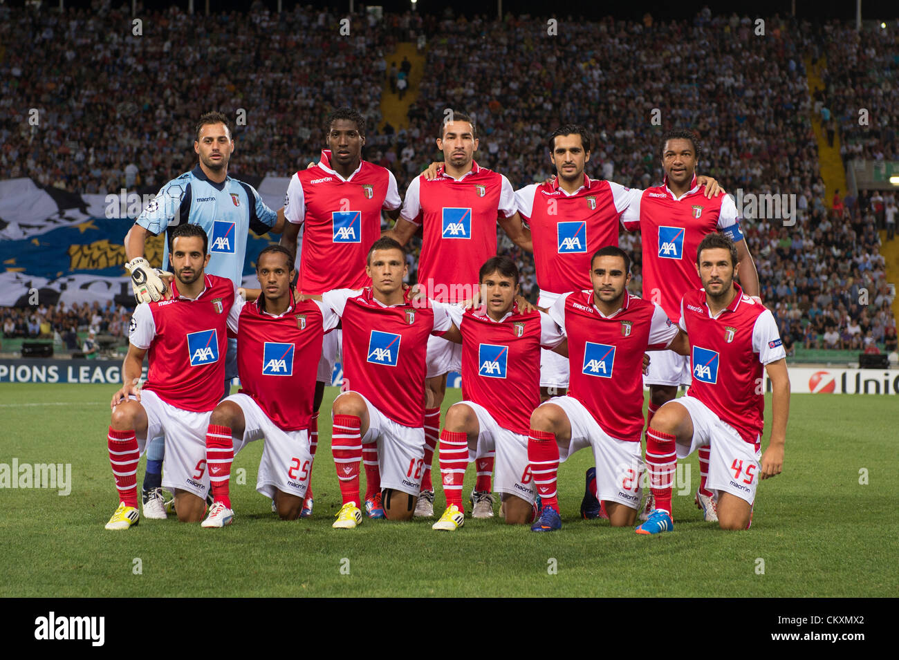 Udine, Italy. 28th Aug 2012. Braga team group lineup, AUGUST 28, 2012