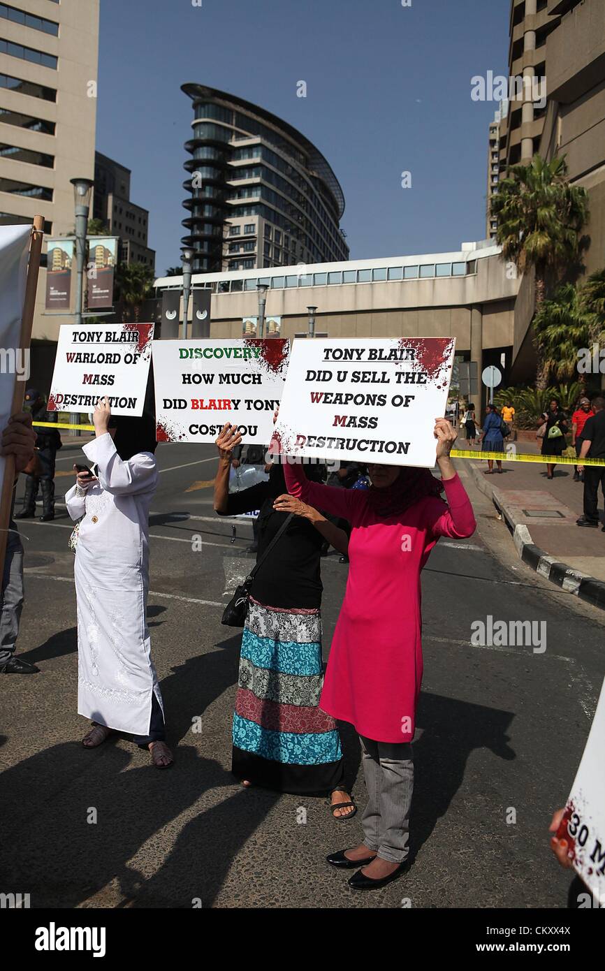 Johannesburg, South Africa. 30th Aug 2012. Protestors from the Al Jama