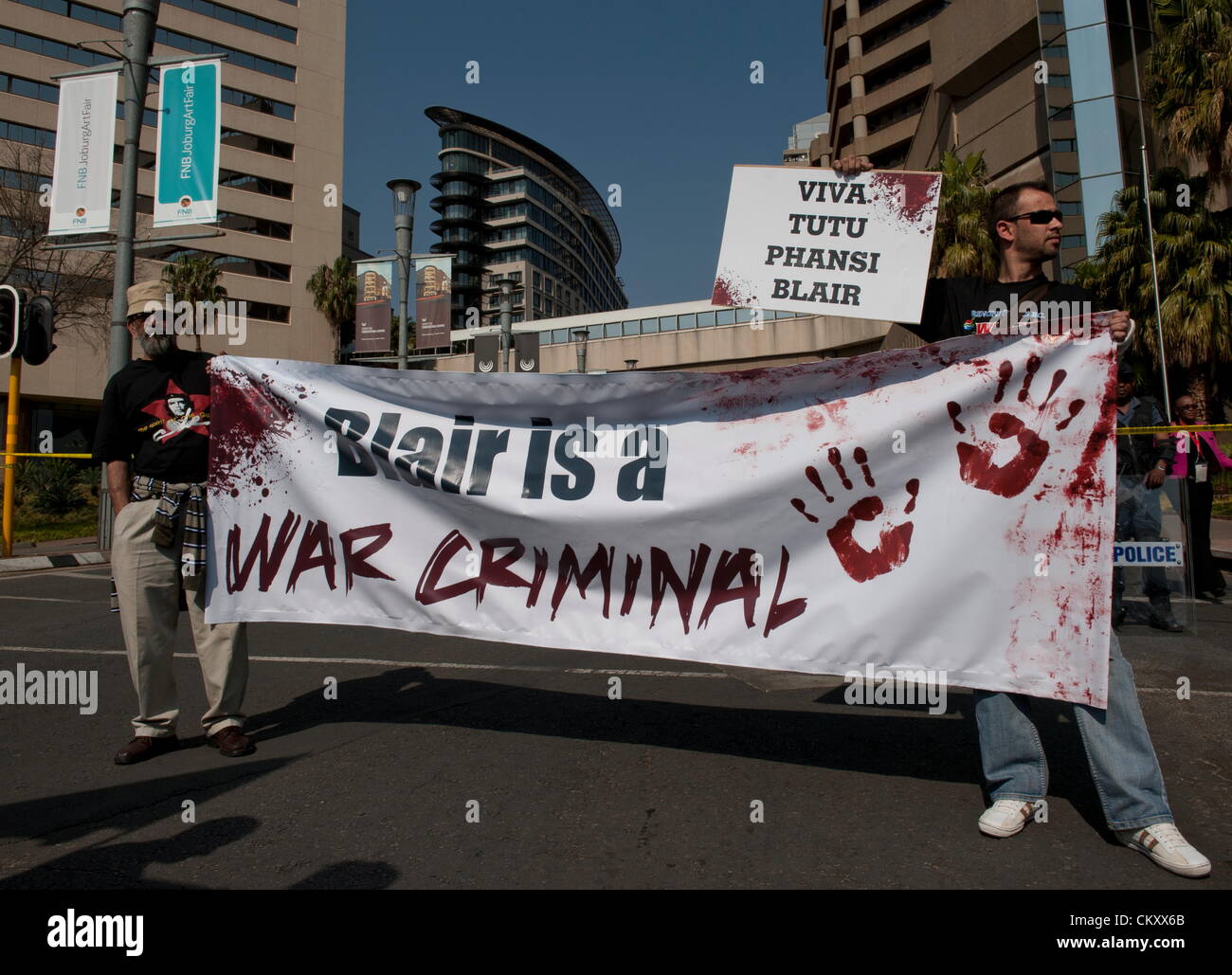Johannesburg, South Africa. 30th Aug 2012. Protestors from the Al Jama