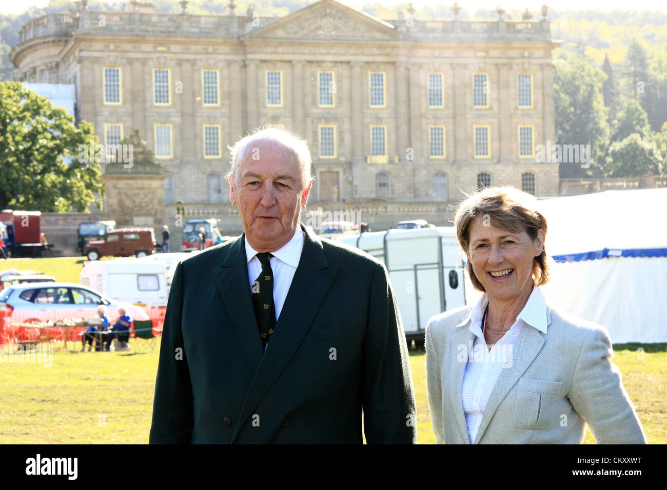 The 12th Duke and Duchess of Devonshire outside Chatsworth House at  Chatsworth Country Fair 2012, Peak District, Derbyshire, UK Stock Photo -  Alamy