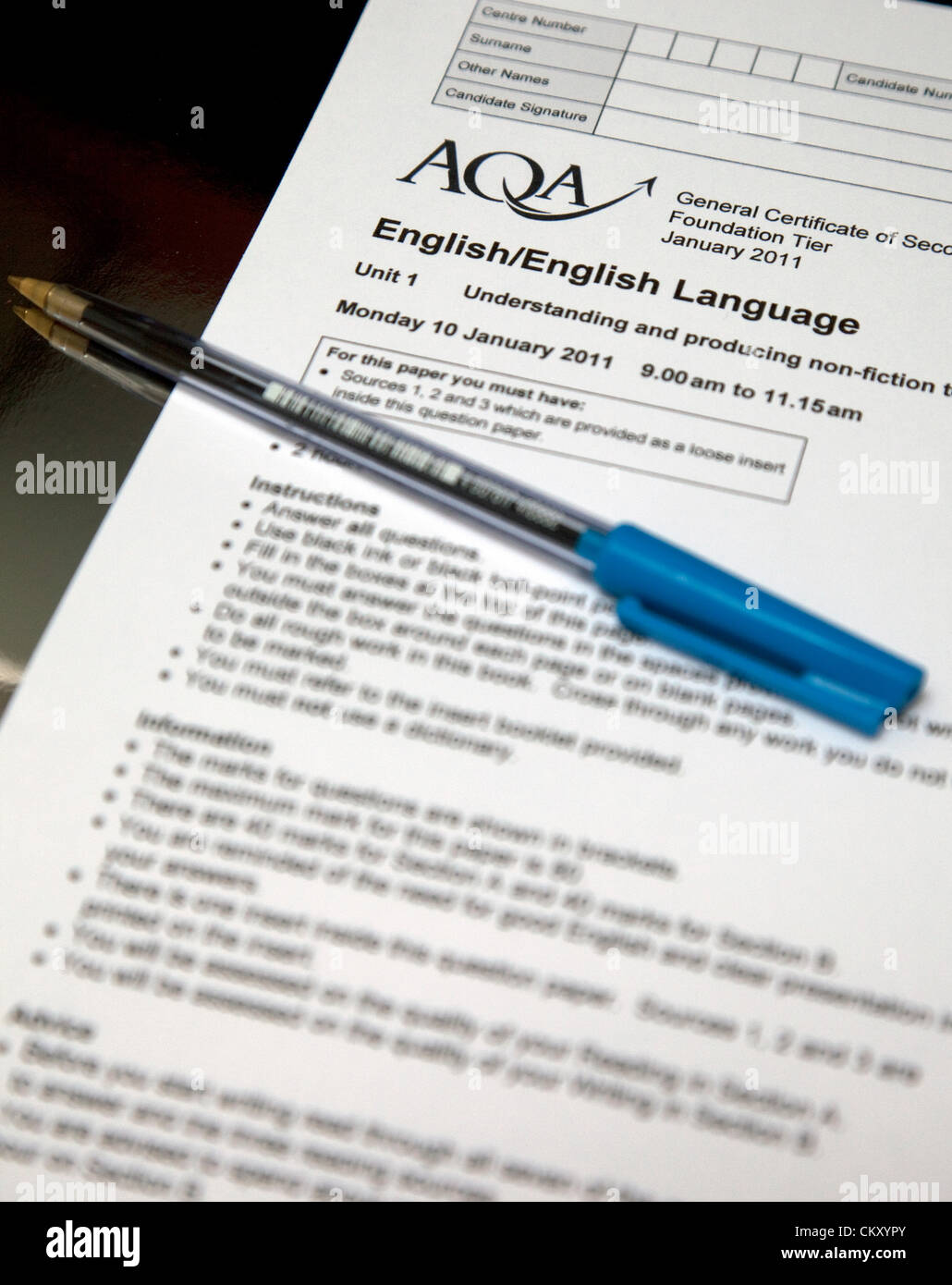 Gcse exam paper hires stock photography and images Alamy