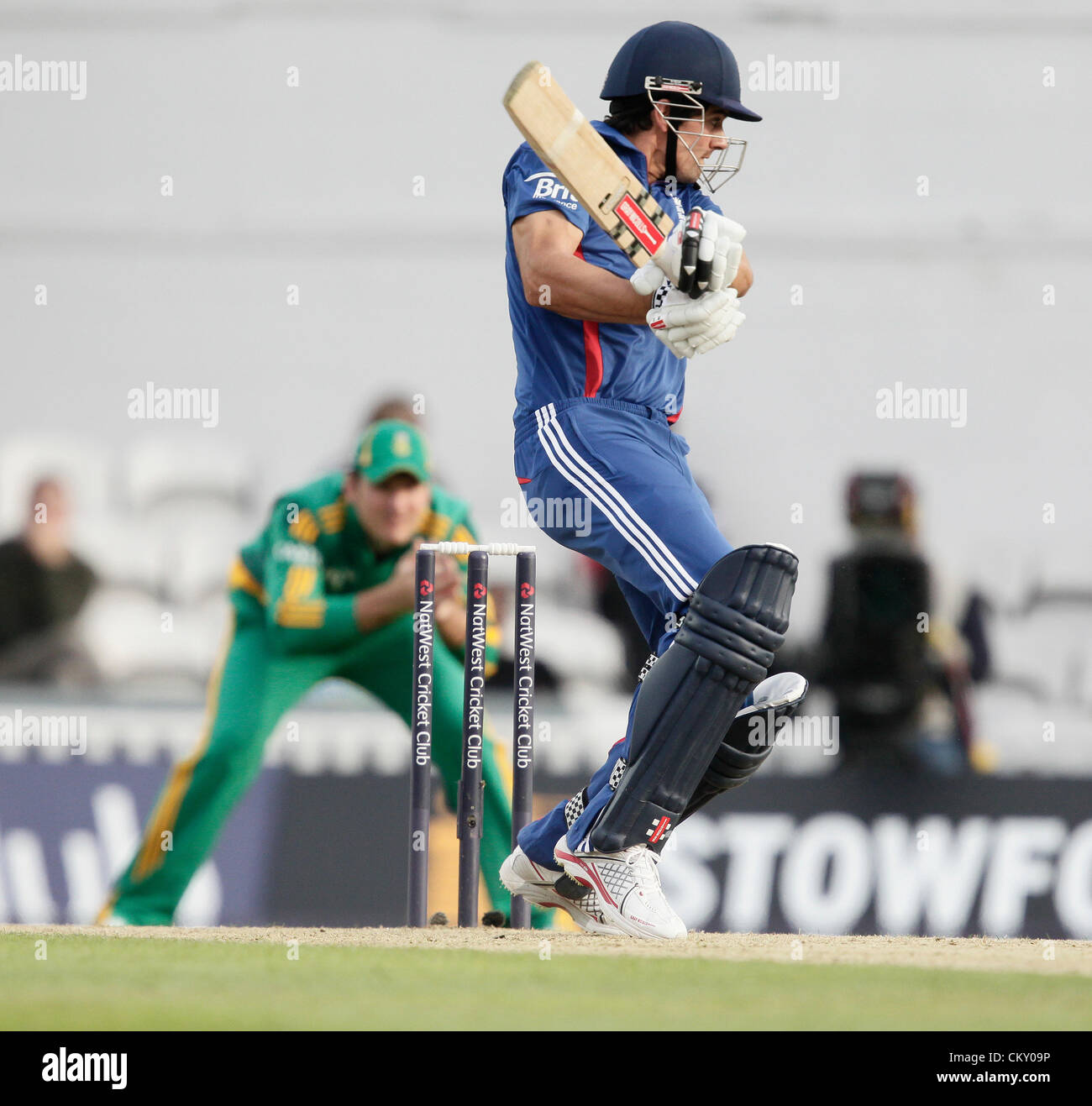 31.08.2012. London England Alistair Cook the Engalnd captain in batting action during the England v South Africa: 3rd Natwest ODI at The Kia Oval Cricket Ground Kennington London England. Stock Photo