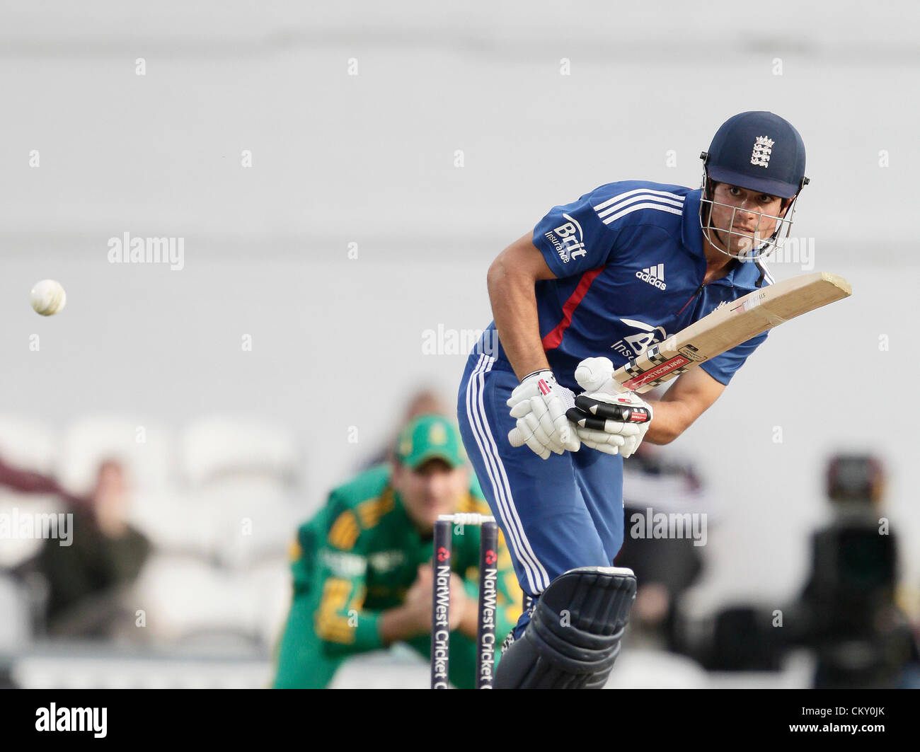 31.08.2012. London England Alistair Cook in batting action during the England v South Africa: 3rd Natwest ODI at The Kia Oval Cricket Ground Kennington London England. England chasing 212 to win this ODI Stock Photo
