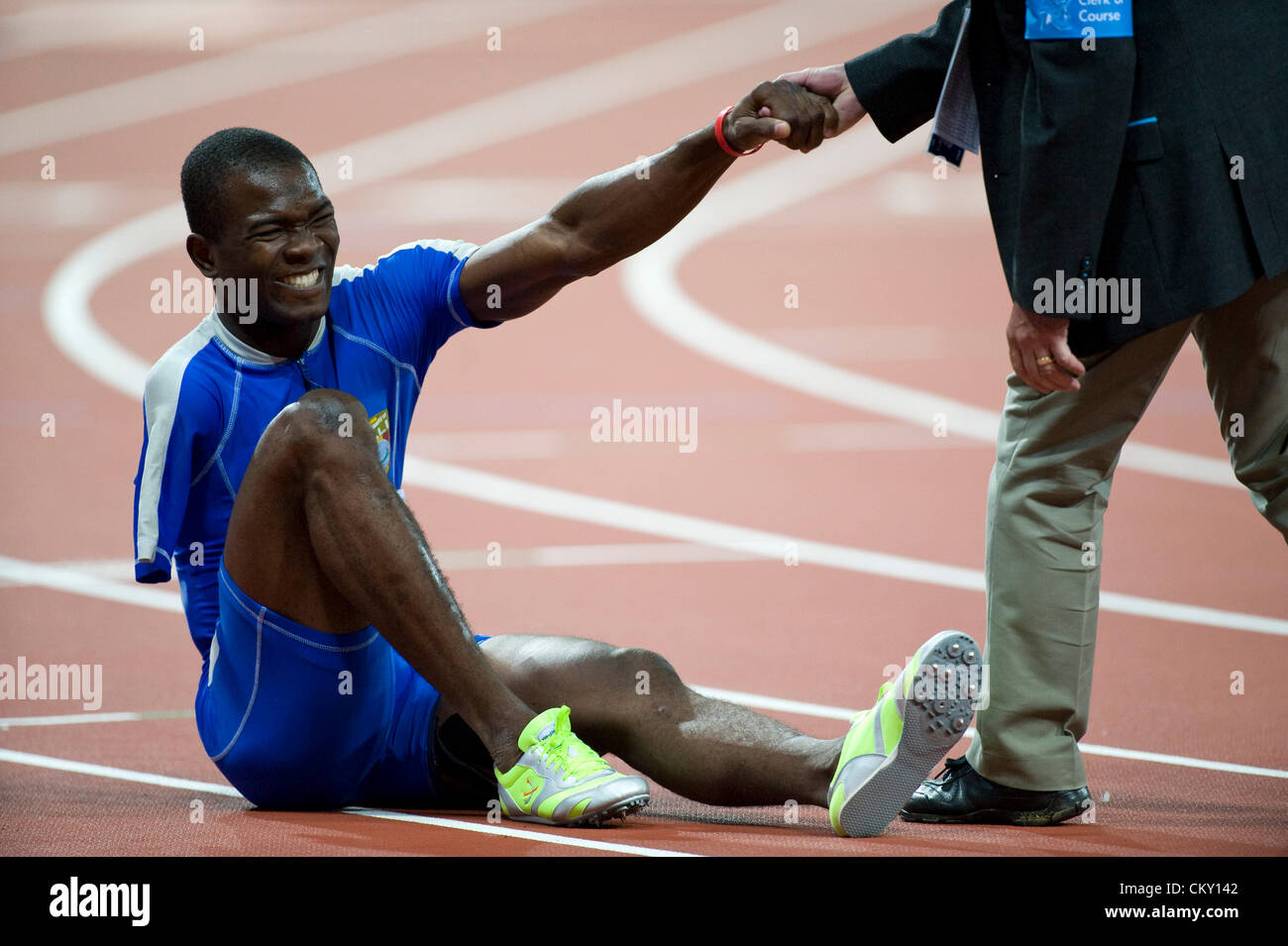 31.08.2012 London, England. M Sacko (MLI) in action during the  mens 200m T46 heats on Day 2 of the London 2012 Paralympic Games from the Olympic Stadium. Stock Photo