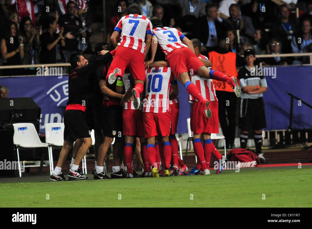 31.08.2012. Monaco, France. Atletico Madrid celebrate winning the Super  Cup. Chelsea FC versus Atletico Madrid Monaco Atletico raced past Chelsea  and won the cup by a score of 4-1 Stock Photo - Alamy