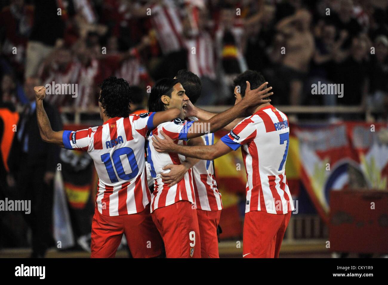 31.08.2012. Monaco, France. Atletico Madrid celebrate winning the Super  Cup. Chelsea FC versus Atletico Madrid Monaco Atletico raced past Chelsea  and won the cup by a score of 4-1 Stock Photo - Alamy