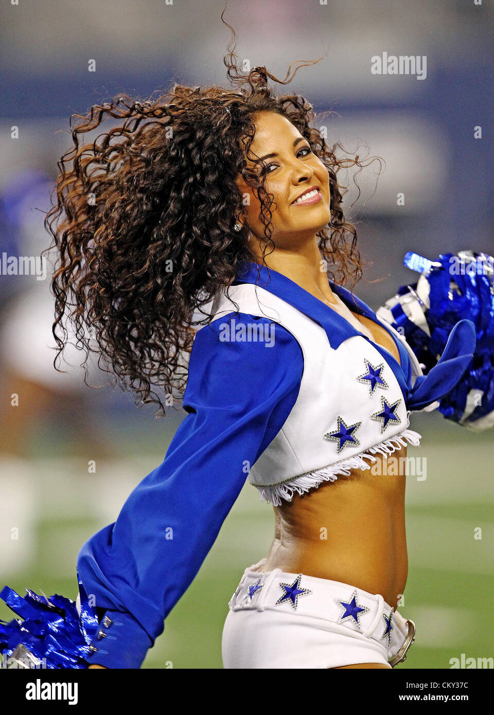 Aug. 29, 2012 - Arlington, Texas, United States of America - The Dallas  Cowboys cheerleaders in action during the pre- season game between the  Miami Dolphins and the Dallas Cowboys at the