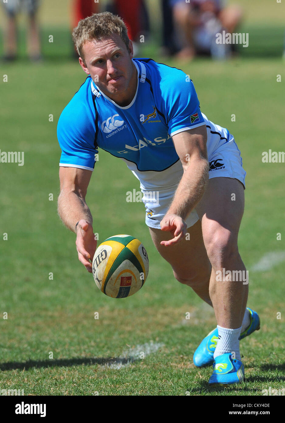 JOHANNESBURG, SOUTH AFRICA - SEPTEMBER 01, Jano Vermaak during the South African national rugby team field session and media conference at KES on September 01, 2012 in Johannesburg, South Africa Photo by Duif du Toit / Gallo Images Stock Photo