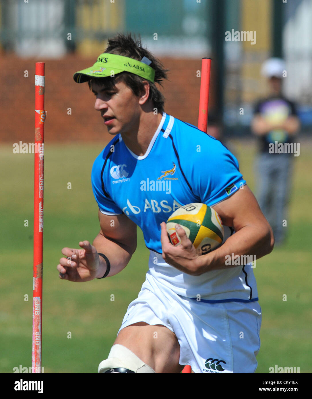 JOHANNESBURG, SOUTH AFRICA - SEPTEMBER 01, Eben Etzebeth with ball in hand during the South African national rugby team field session and media conference at KES on September 01, 2012 in Johannesburg, South Africa Photo by Duif du Toit / Gallo Images Stock Photo