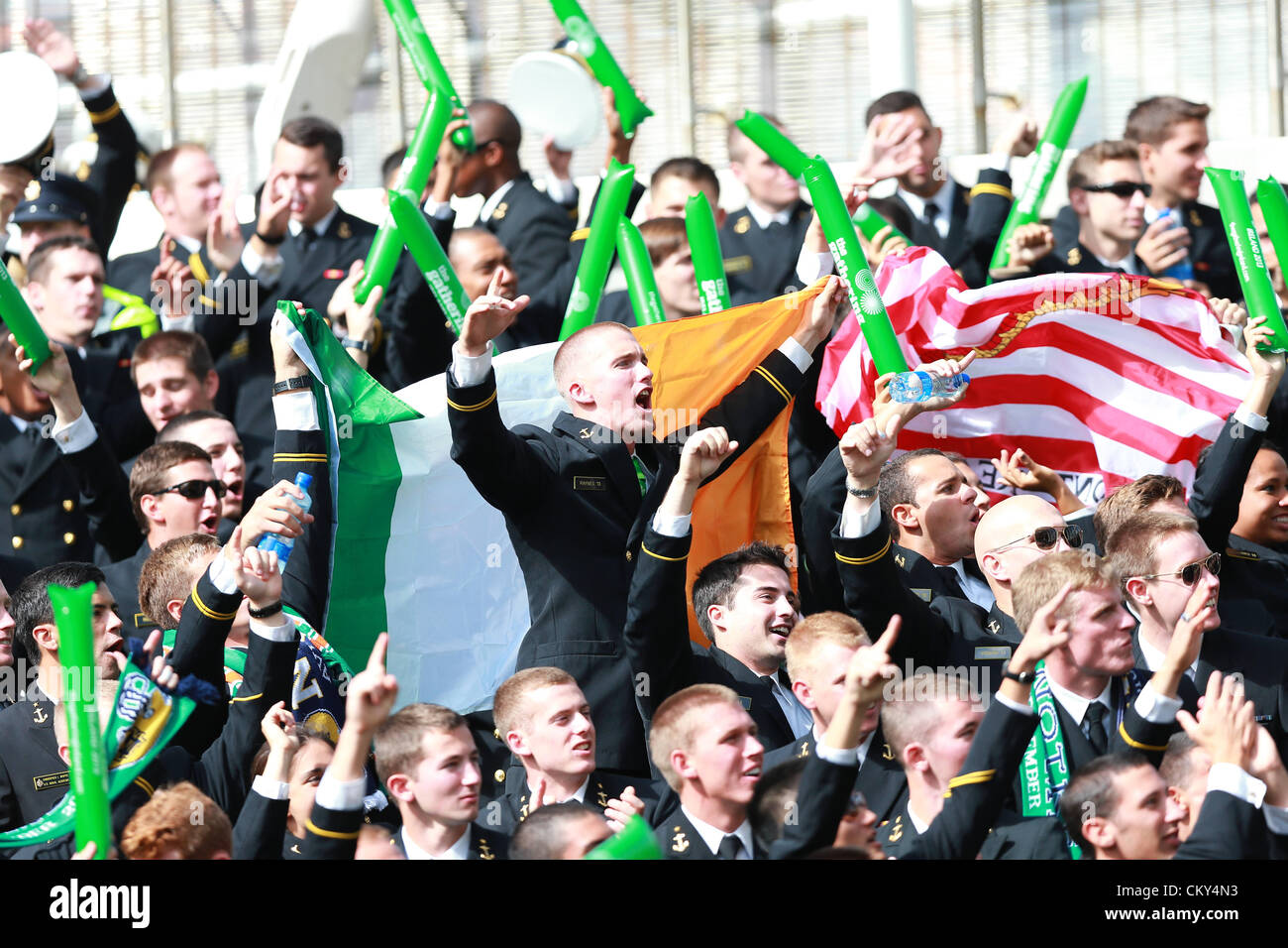 01.09.2012 Dublin, Ireland.  Navy Midshipmen support their team during the American Football game between Notre Dame and Navy from the Aviva Stadium. Stock Photo