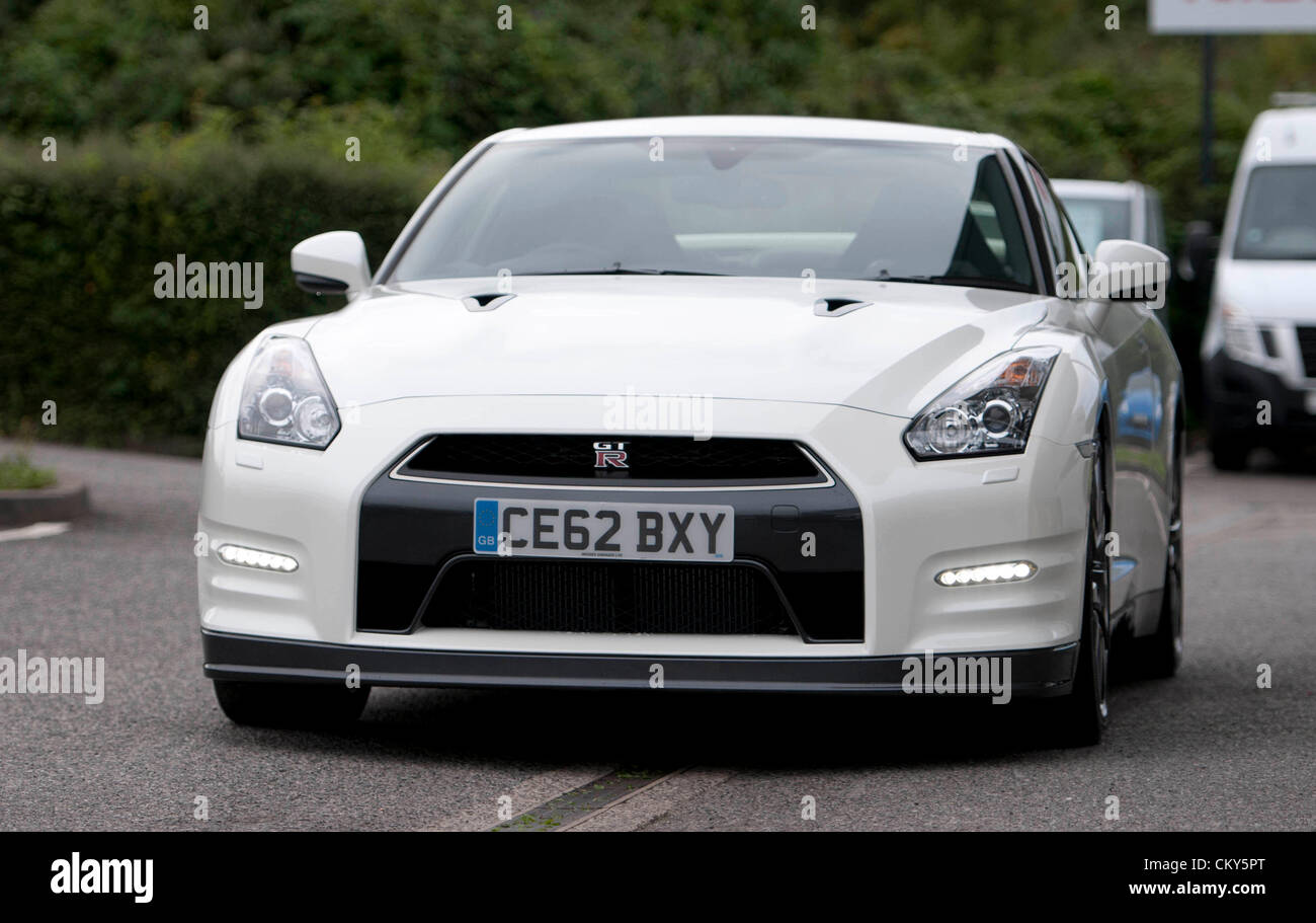 1st September 2012 - Cardiff - UK : New '62' number plate on Nissan GTR car parked in Cardiff garage. Stock Photo