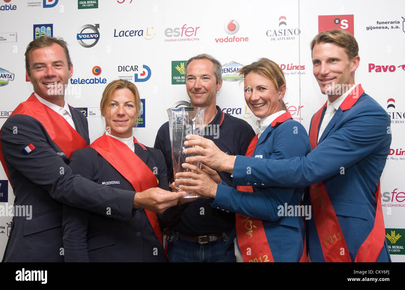 Gijon 01 09 2012 Csio5 Espana Copa Of Nations Of Showjumping The French Team Nations Cup Champion Composed Of Members Siguyientes Penelope Leprevost Mylord Carthago Hn Kevin Staut Reveur Of Hurtebise Marie Hecart
