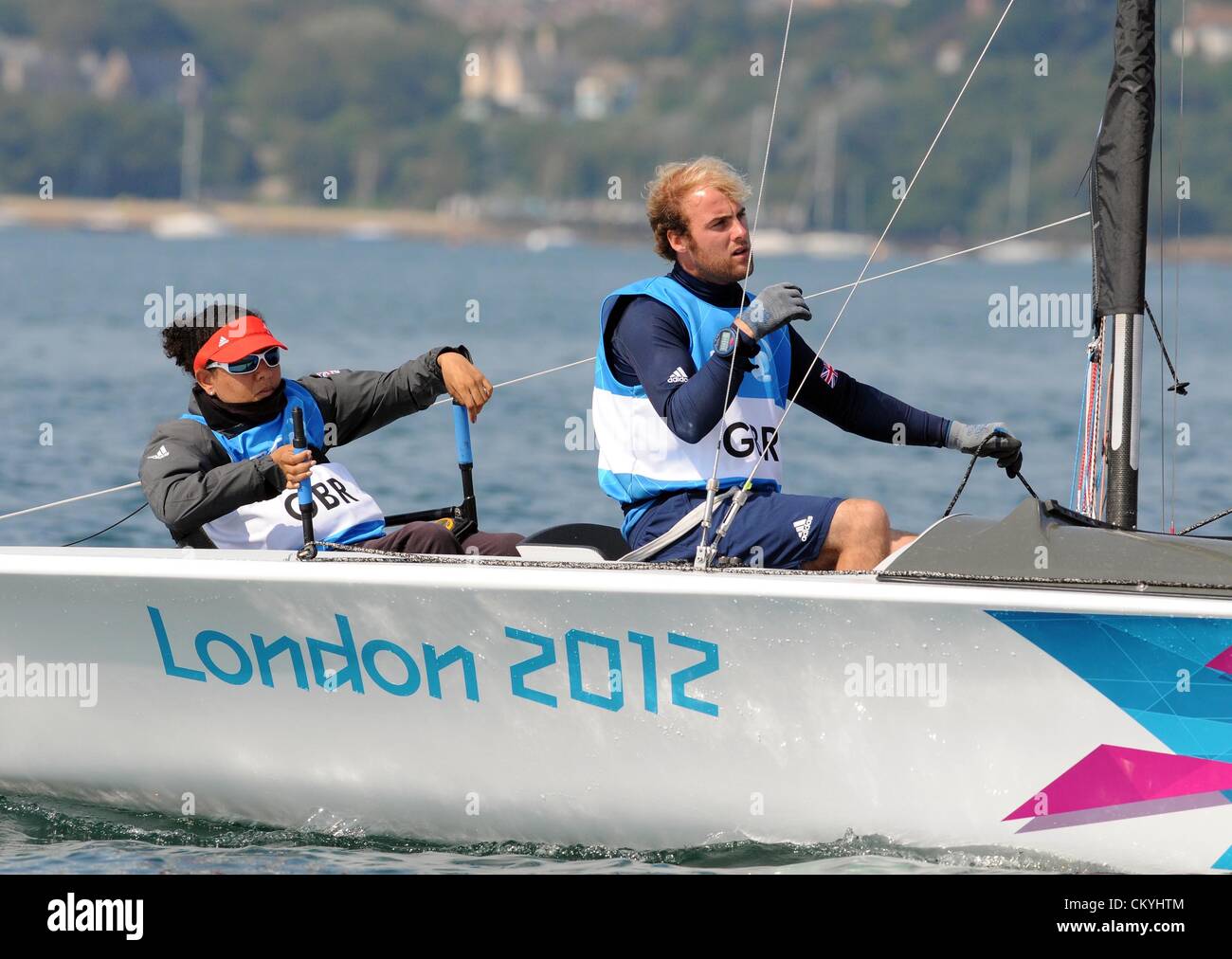 London 2012 Paralympics Sailing Skud 18 class race Niki Birrell and
