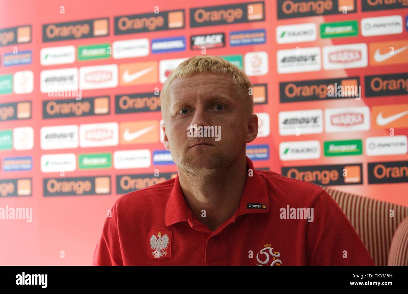 Gdansk, Poland 4th, September 2012 Press conference during Polish National Football Team redying to Poland v Montenegro game, wich will take place on 7th September in Montenegro. Player Kamil Glik takes part in the press conference Stock Photo