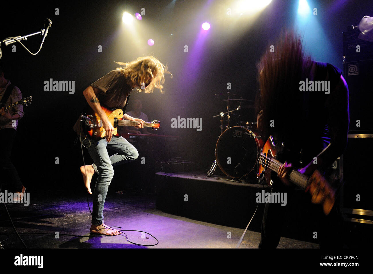 BARCELONA, SPAIN - SEP 4: Dry the River band performs at Music Hall on September 4, 2012 in Barcelona, Spain. Stock Photo